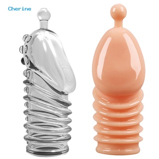 [♥CHER] Male Reusable Penis Sleeve Dildo Extender Enlargement Condoms Cock Delay Ring
