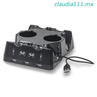 claudia111 4 en 1 controlador estación de base de carga compatible con cargador de controlador ps move/ps4