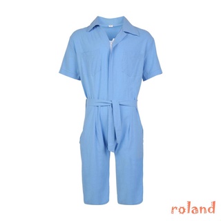 XQ-Pijama Para Hombre , Color Sólido , Cuello De Manga Corta Con