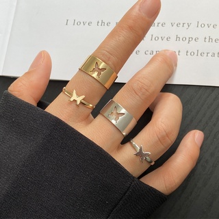 2 unids/Set moda Simple pareja hueco anillo conjunto de anillos de mariposa anillo joyería accesorios regalo
