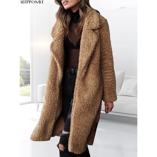 alepposave outwear abrigo de gran tamaño de color puro solapa abrigo largo caliente para la oficina (7)