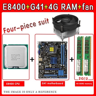Intel Core 2 Duo E8400 LGA 775-pin 3.0GHz CPU + GIGABYTE/ASUS G31 placa base + 4G RAM + ventilador de radiador descuento de cuatro piezas