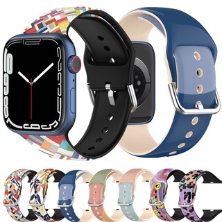 Impresión De Silicona Banda Para Apple Watch Series 7 6 5 4 3 2 1 38mm 42mm 41mm 45mm Correa De Reloj Para iWatch SE 40mm 44mm