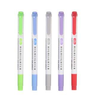 5Pcs/set Japanese Stationery Mild Liner Double Headed Highlighter Pen Marker Pen Children's Drawing Pen Stationery Supplies (3)