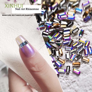 xinhui mini uñas decoración de arte japonés transparente cristal ab uñas arte diamantes de imitación uñas gemas simple cuadrado en forma de bricolaje 50pcs manicura/multicolor