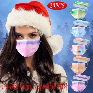 20pcs unisex adultos tie-dye impresiones transpirable 3 capas suave desechable mascarilla facial (rncids.mx)