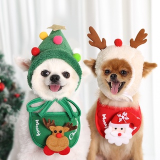 SSC Perros y gatos mascota sombrero de Navidad babero toalla Saliva Otoño e Invierno vestir
