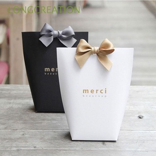 longcreaation 5pcs cajas de regalo blanco bolsas de regalo caja de caramelos galletas de boda papel kraft gracias negro merci envoltura suministros