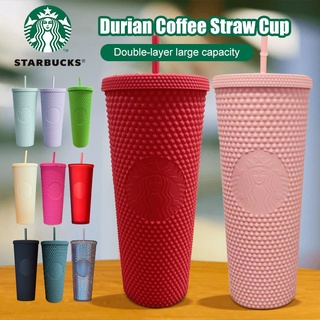 Ins style Starbucks vaso reutilizable taza de paja esmerilada Durian serie diamante tachonado taza Starbucks taza plata cuadros