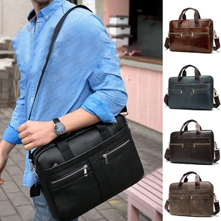 HQS Leather Messenger Bag for Men 14 Inch Vintage Leather Laptop Bag Briefcase Satchel Large School Work Bag