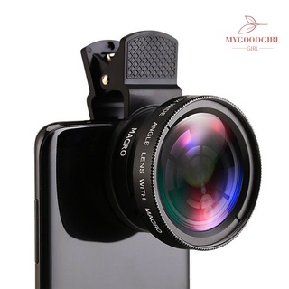 mygoodgirl universal clip-on 0.45x 49mm uv ultra gran angular macro teléfono móvil lente kit