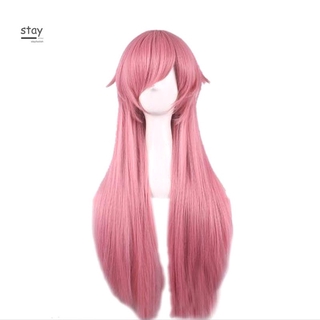 80cm largo recto Anime peluca Mirai Nikki pelo rosa sintético pelucas Cosplay para el futuro diario Yuno Gasai (4)