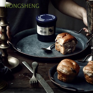 hongsheng retro bandeja de almacenamiento europeo decorativo plato postre bandeja de pan organizador de hierro forjado hecho a mano con asas decoración del hogar vintage