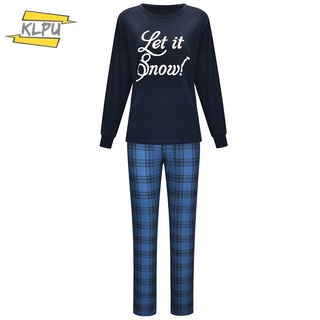 2 piezas de la familia de coincidencia de ropa para navidad pijamas conjunto impreso Let it Snow navidad ropa de dormir (3)