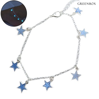 Greenbox Fashion Unisex azul fluorescente Pentagonal estrella borla playa tobillera pulsera