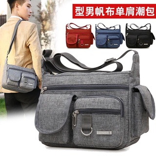 Bolso bandolera de lona para hombre, bolso de mensajero para hombre, mochila de viaje de ocio, pequeño bolso de moda, maletín KbO0