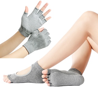deportes fitness yoga calcetines y guantes conjunto de cinco dedos antideslizante transpirable guante calcetines conjunto
