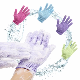 1 guante exfoliante de espuma de Color aleatorio para masaje de ducha, cepillo de limpieza de poliéster exfoliante, guantes de lavado, exfoliante corporal, piel muerta, guante removedor de células (1)