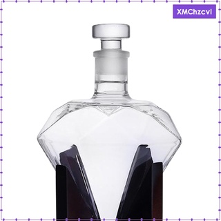 [Ready Stock] Heart Shape Crystal Glass Diamond Wine Decanter Wine Liquor Bourbon Wine Pourer Whisky Dispenser Holder Wooden Stand