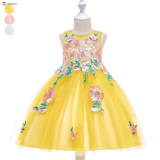 [cod] niña princesa vestidos de verano niños flor bordado cumpleaños vestido de novia vestido de tul