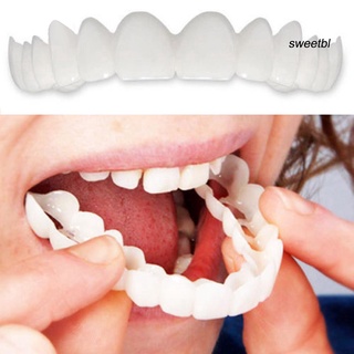 SW 2 piezas de silicona simulación superior inferior dientes dentadura blanqueamiento falso cubierta dental (2)