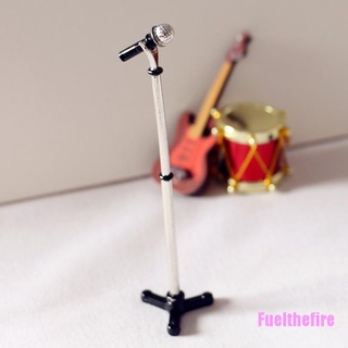 Fuelthefire casa de muñecas 1:12 Mini micrófono modelo soporte miniatura muebles accesorios