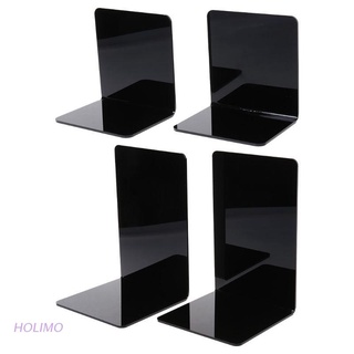 HLM 2Pcs Black Acrylic Bookends L-shaped Desk Organizer Desktop Book Holder School Stationery Office Accessories