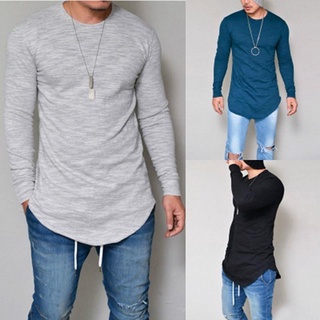 2020 nuevos hombres Casual camiseta de algodón de manga larga O-cuello camiseta para hombre de la moda de Color sólido camiseta de los hombres de la ropa (1)
