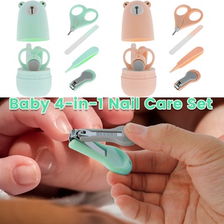 Kit De Uñas De Bebé 4 En 1 Ergonómico Manicura Cuidado Con Cortaúñas Tijeras Lima Pinzas