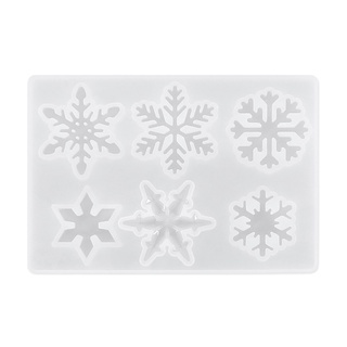 San* moldes de resina de copo de nieve de 6 cavidades con colgante de copo de nieve de silicona molde de fundición de arte artesanal (6)