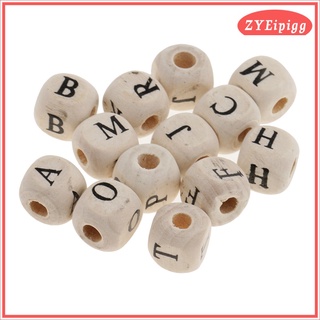 100 cuentas de cubo de madera abc - cuentas brillantes de madera del alfabeto manualidades letras - 10mm10mm