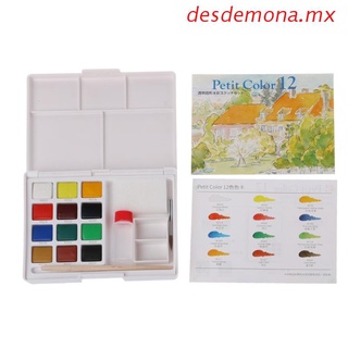 desdemona 12 colores acuarela caja de pintura portátil sólido acuarela pintura suministros de arte