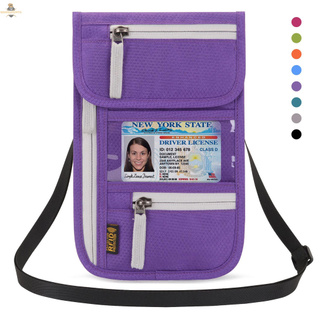 <ready stock>bolsa de cuello de viaje para el cuello, cartera de cuello, soporte de pasaporte, organizador de documentos con bloqueo rfid