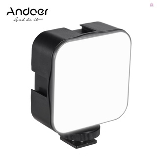 andoer mini led luz de vídeo fotografía lámpara de relleno 6500k regulable 5w con adaptador de montaje de zapata fría para cámara dslr (9)
