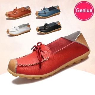 Ready Stock Genuine Leather Women's Oxford Sole Flats Loafers Oversized