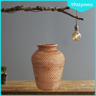 jarrón de mimbre para decoración rústica casa rural estilo país titular de flores jarrones para ramas secas, pampas hierba algodón