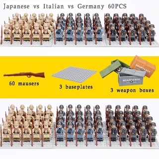60pcs minifigures ww2 militar serie soldado japonés conjunto especial swat niños bloque de construcción juguetes