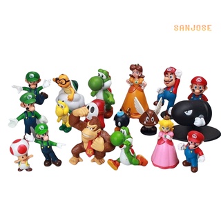 sanjose 18Pcs/Set Mini Super Mario Bros Luigi PVC Doll Toy Gifts Figures Party Supplies
