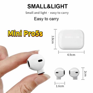 Mini Pro 5S TWS Wireless Bluetooth 5.0 Earphone 9D HiFi Stereo Earbuds with Mic Waterproof Sweat-Proof Gaming No Delay Headsets