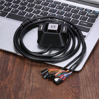 Laptops Cable Mini escritorio montaje PC interruptor extensor Cable Dual puerto USB enchufe de Audio PC interruptor (1)