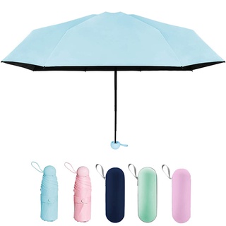 OUYOU moda mujeres hombres portátil Mini bolsillo paraguas Anti-UV a prueba de viento pequeño plegable impermeable viaje ligero paraguas (8)