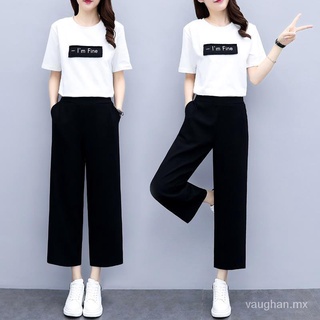 new2021summer estilo coreano de cintura alta recortada de pierna ancha pantalones de las mujeres negro suelto adelgazar recto pantalones drapeados casual pantalones