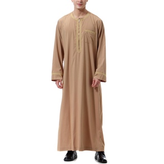 islámico abaya hombres manga larga suelta thobe partido musulmán kaftan túnica (5)