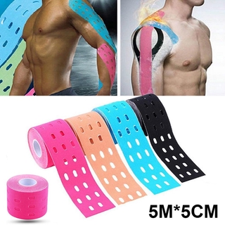 5cm*5m perforado vendaje muscular kinesiología transpirable adhesivo cuidado cinta elástica recuperación rodillera vendaje atlético