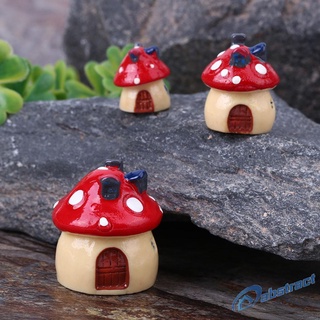 (municashop) 3 piezas de resina artificial de hongo rojo miniatura figuritas adornos de escritorio decoración del hogar