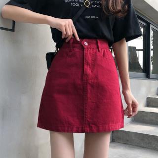 verano coreano falda de mezclilla de moda retro de cintura alta mujer estudiante casual salvaje era delgada una línea de falda (1)