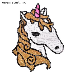 ONE Unicorn Horse Sequined Patches for Clothing T Shirt Badge DIY Motif Applique .
