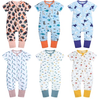Fashion Ready Stock baby romper baby bodysuit Rompers Bodysuits Newborn Infant Toddler Perempuan Baby Girl Baby Boy Pink Color Printed Short Sleeve Pajama Jumpsuit 0-3 Years Bonds
