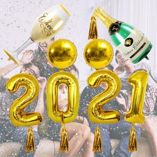 KOMA 2021 Balloons Latex Aluminium for NYE Decorations - Large 32 Inch, Silver Black Rose Gold | New Years Eve Party Supplies 2021 | Happy New Year Decorations 2021 | Graduation Decorations 2021 | 2021 New Years Decorations (5)