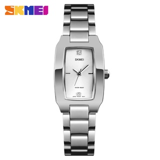 SKMEI reloj de cuarzo de acero inoxidable Causal de 22 mm, clásico impermeable, de Metal para mujer